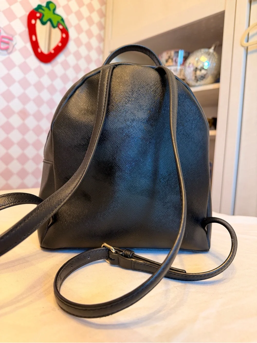 kate spade Black Leather Backpack with Glitter Base